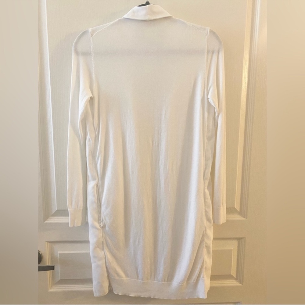 TED BAKER Sonia White Wrap Longline Open Woven Front Cardigan - US 4 - Picture 3 of 15